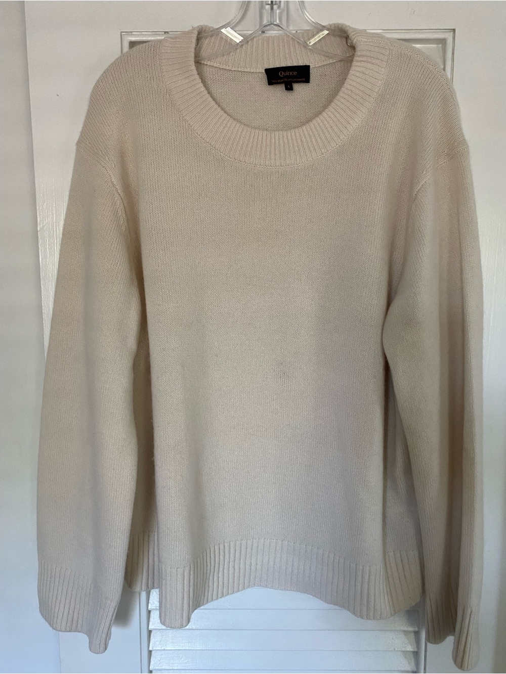 Quince Mongolian Cashmere Oversized Crewneck Sweater in Ivory